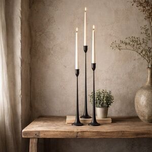 Set of 3 Iron Candle Holder 14”, 17” and 19” candleholder candlestick holder